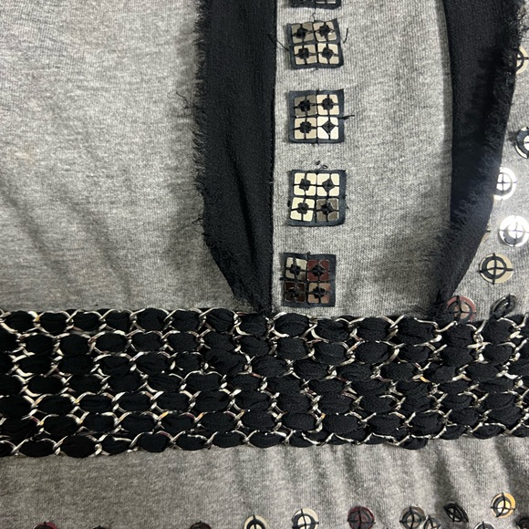 Jovani M145 Fringe Short Dress Cocktail crew neck grey and black size 14 dress - Picture 11 of 13